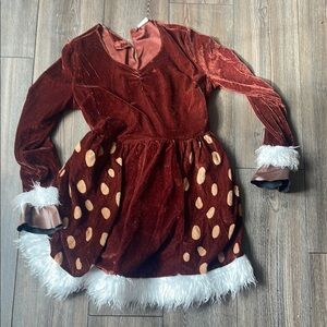 Burgundy Velvet Deer  Costume with Fur Trim